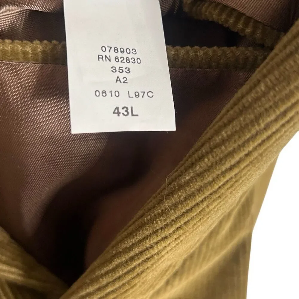Lands' End Corduroy‎ Notch Lapel Two-Button 100% Cotton Blazer Tan Size 43L